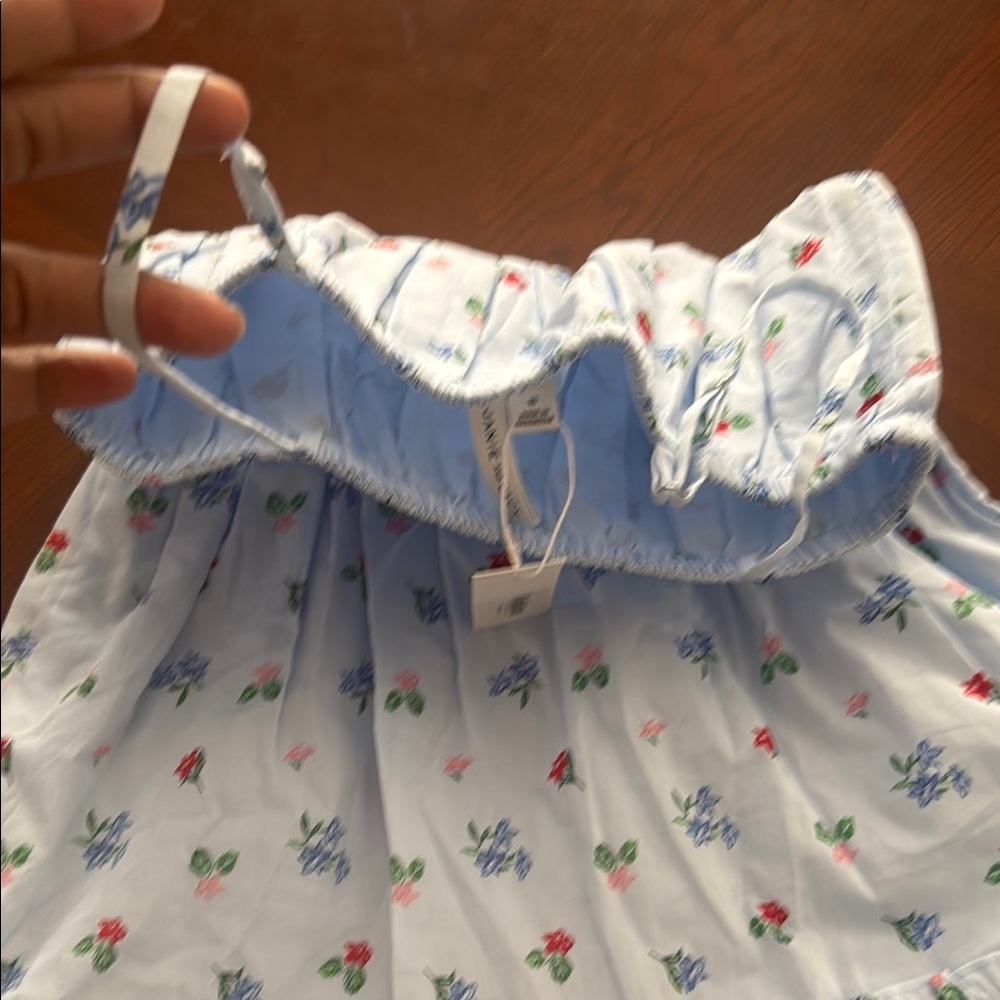Janie and Jack Blue Floral girls sun Dress in White with Red and Blue flowe - Picture 8 of 16